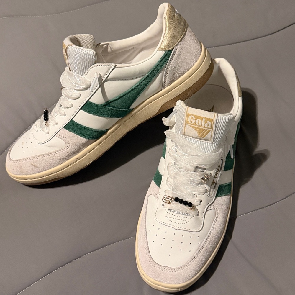 Gola Classic White and Green Trainers